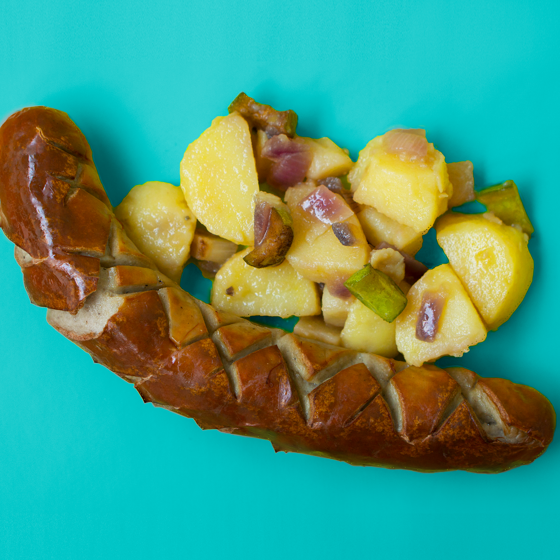 huevos mollet con patatas escabechadas